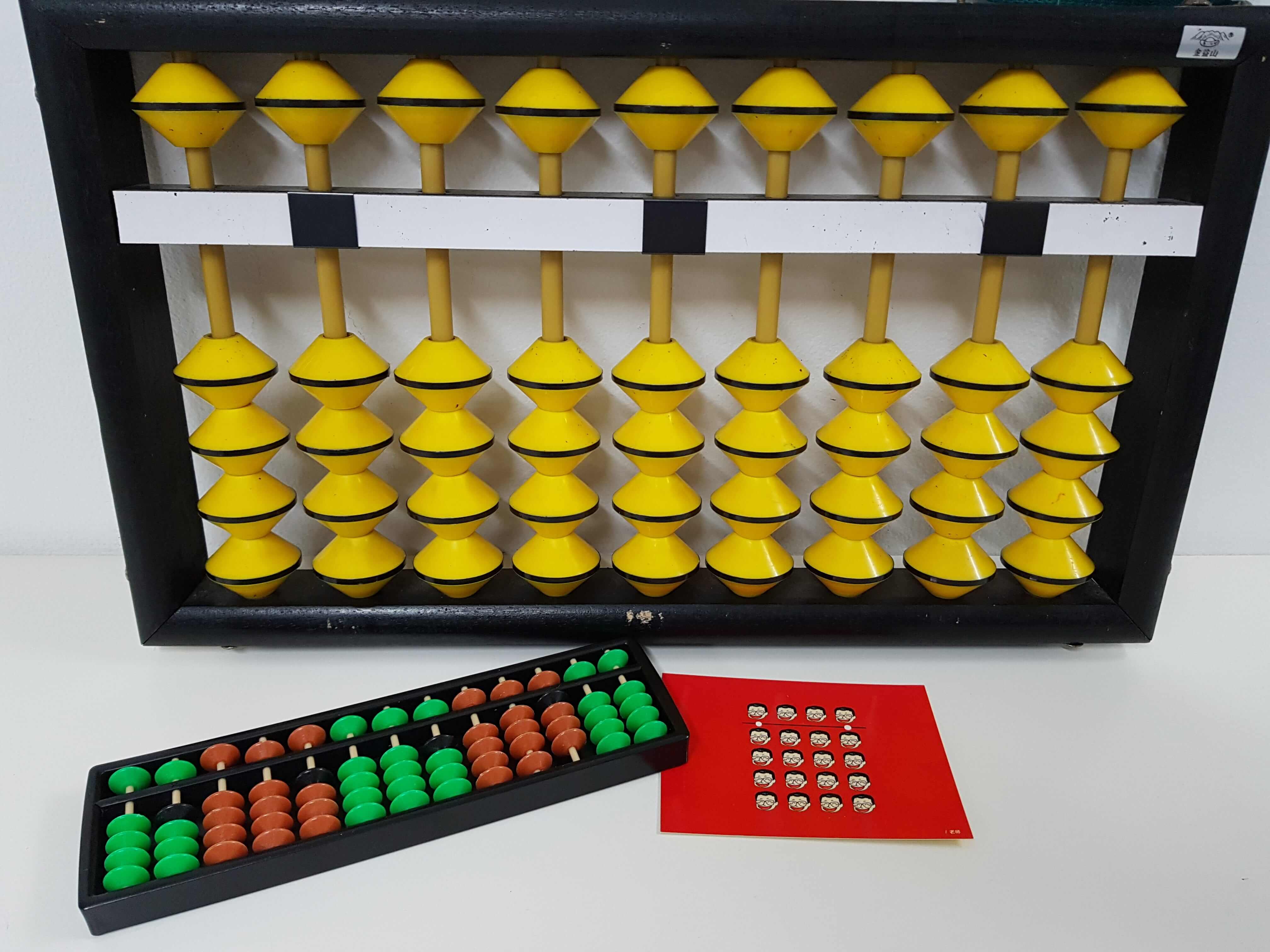 The teacher abacus, student abacus and image card used by CMA